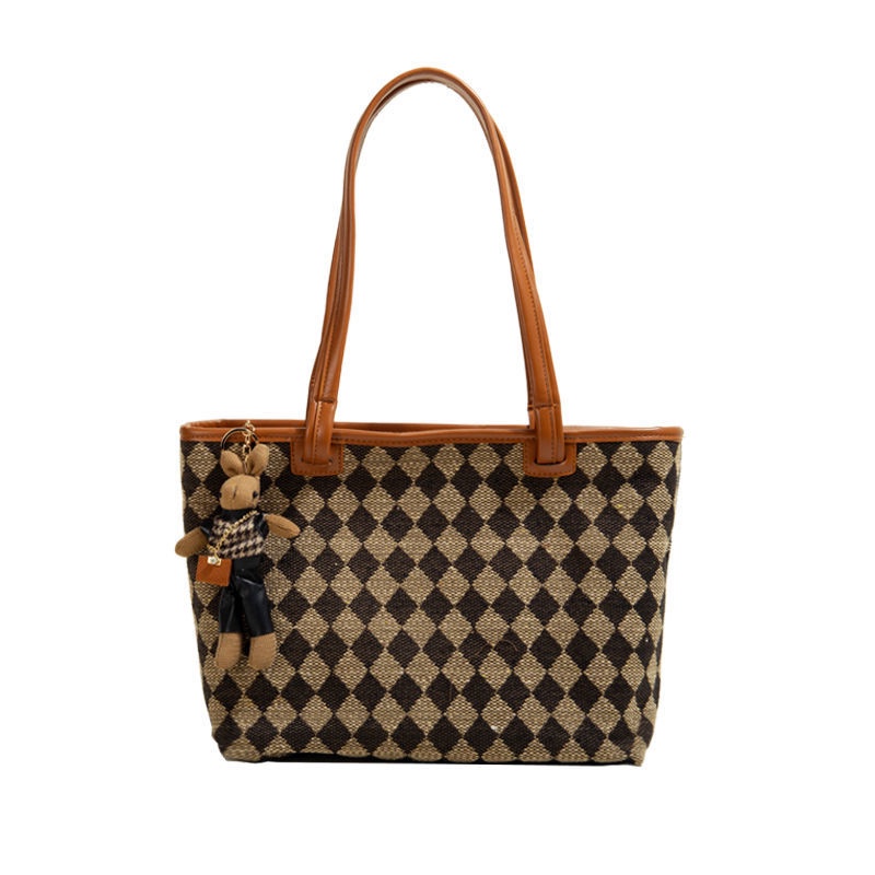 Túi đeo vai cỡ lớn họa tiết kẻ ô thời trang cho nữ