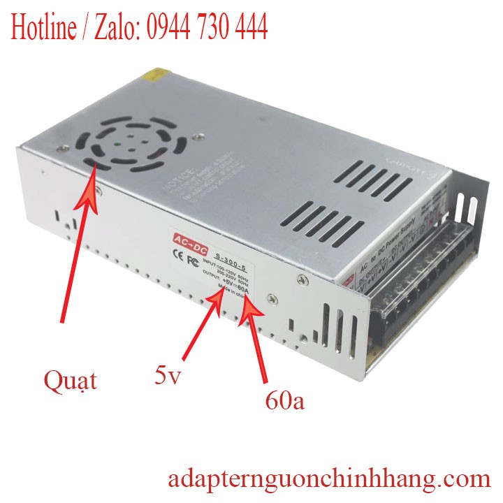 Nguồn tổ ong 5v 60a có quạt tản nhiệt