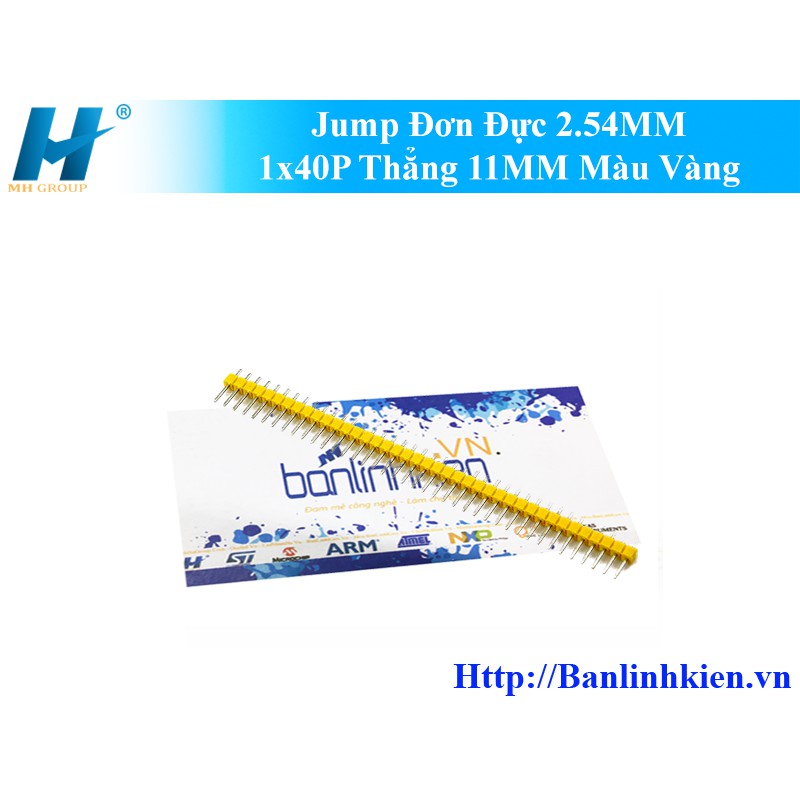 Hàng Rào Jump Đơn Đực 2.54MM 1x40P Thẳng 11MM Màu Vàng