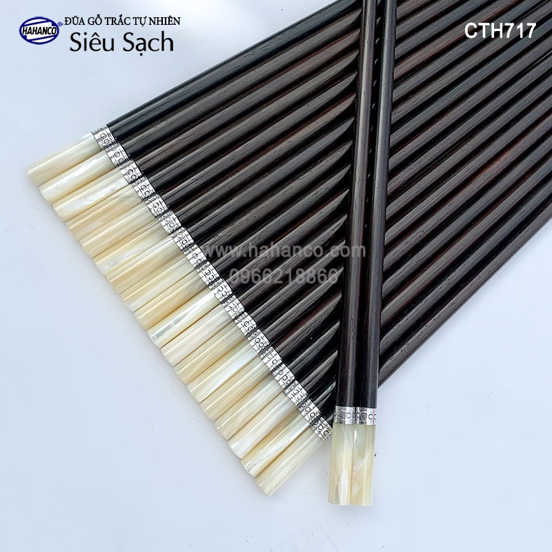 Đũa tròn gỗ trắc đầu ốc viền Bạc Super VIP  dành cho giới thượng lưu -CTH717