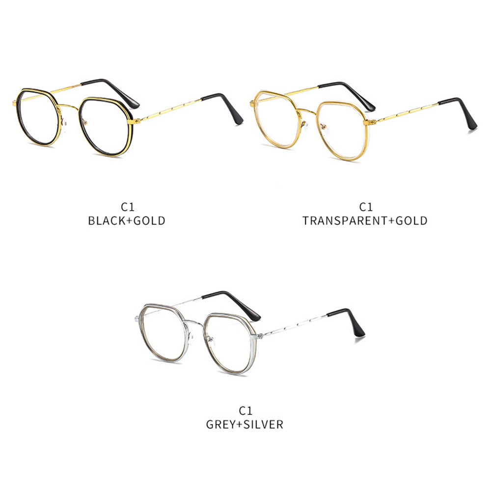 Kính Mát Gọng Kim Loại Tròng Hình Đa Giác Thời Trang unisex