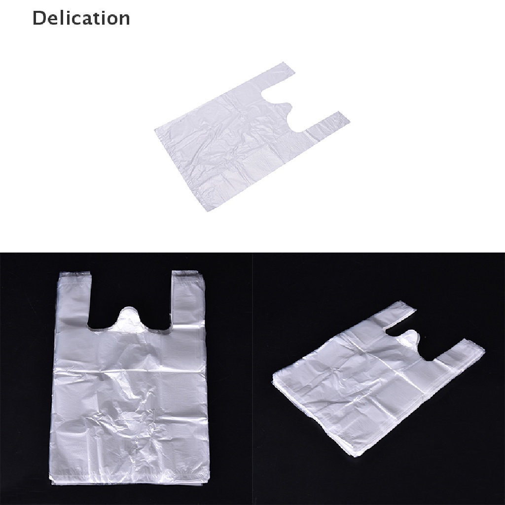 [Delication] Set 100 Túi Mua Sắm Bằng Nhựa Thiết Kế Đuôi Bán Lẻ Có Tay Cầm Đóng Gói