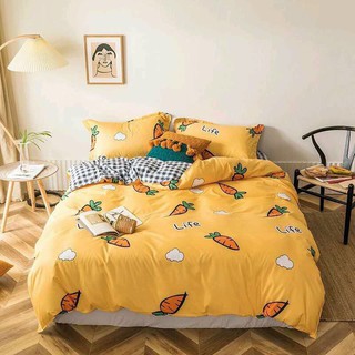[HÀNG LOẠI 1] Bộ chăn ga gối cotton poly nhập khẩu mẫu bơ vàng bộ 4 món Chăn, ga , 2 vỏ gối