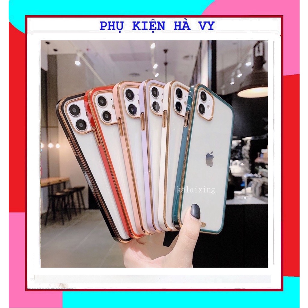 Ốp lưng iPhone trong suốt viền màu mạ vàng giả ip12 sang chảnh 6s/6splus/7/7plus/8plus/x/xs/xsmax/11/11promax