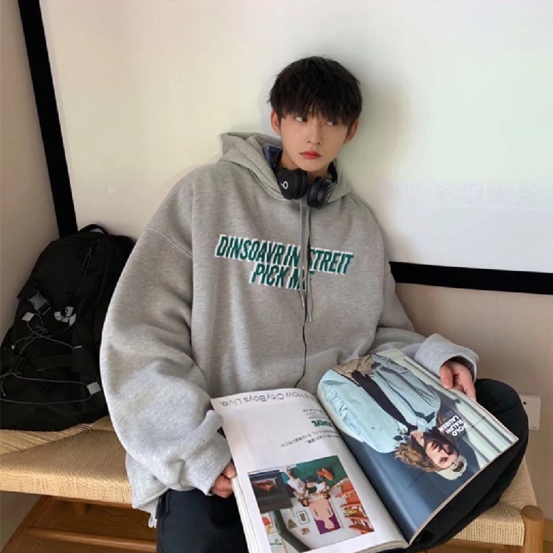 Áo hoodie Thể Thao Dáng Rộng In Chữ Thoải Mái Thời Trang Hàn Quốc Cho Nam Cỡ M-5XL