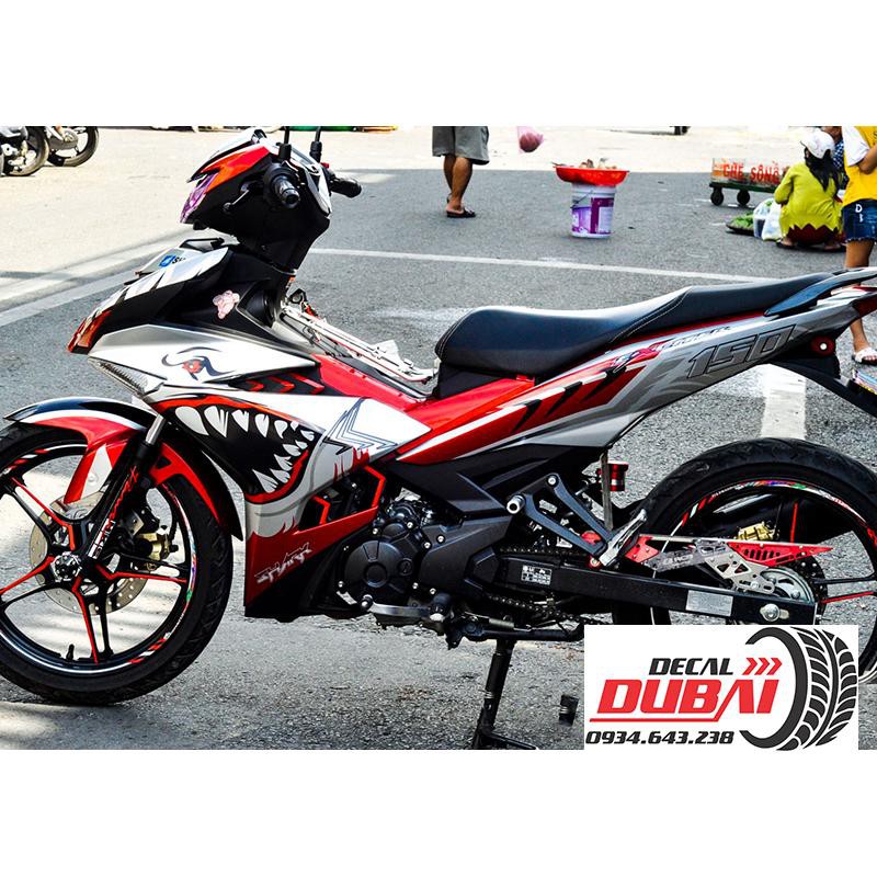 Tem Trùm Exciter 150 2019 Trắng Đỏ Đen Cá Mập Thiết Kế Siêu Ngầu