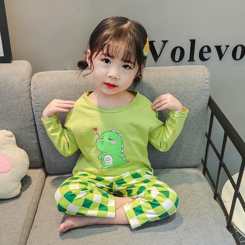 Set quần áo caro dài bé gái chất Cotton 4 chiều