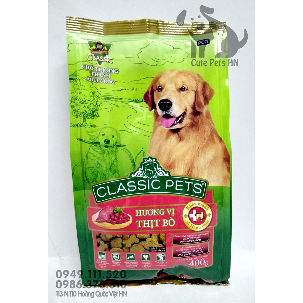 Thức ăn cho chó Classic Pets Adult 400g Hạt cho chó lớn hương vị thịt bò 400g - CutePets