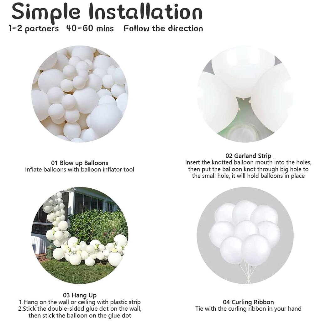Set 100 Bong Bóng 10inch 5inch Bằng Latex Màu Trắng Dùng Trang Trí Tiệc Sinh Nhật/Đám Cưới