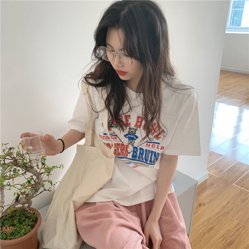 Áo thun COZOK tay ngắn dáng rộng thời trang Hàn Quốc dễ phối đồ