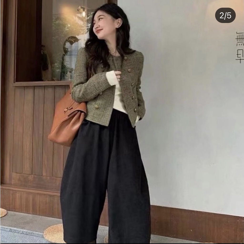 Áo blazer vải tweed sang chảnh