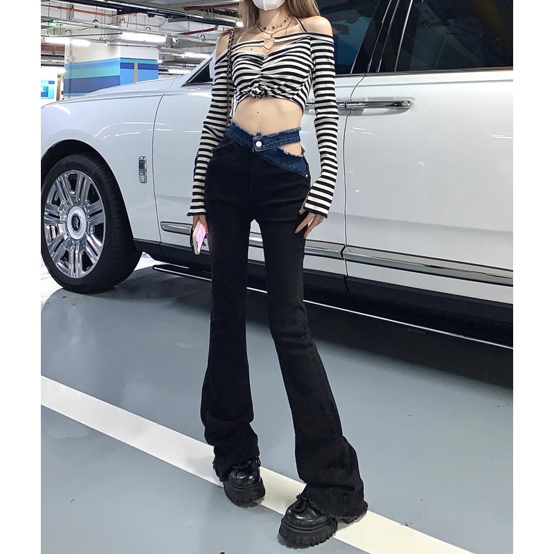 Quần Jean Nữ Ống Loe Lưng Cao Thời Trang