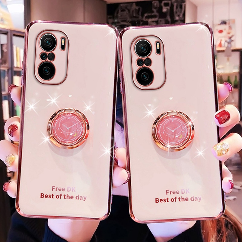 Ốp điện thoại silicon dẻo mạ màu kèm giá đỡ cho Redmi 9A Note 10 5G 10S 9S 9 8 Pro 4G 9T 9A 8T 11 11S Mi 11T 11 Lite