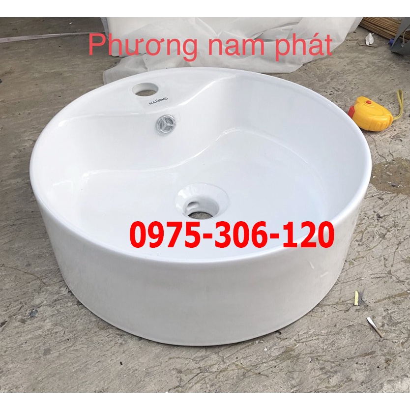 Chậu rửa mặt lavabo Đặt Bàn Đá 8802NA thương hiệu NA.GRAND, men NANO trắng sáng chống ố chống bám bẩn