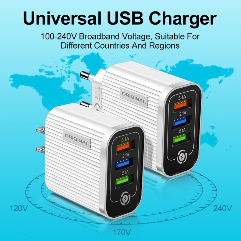 Cốc Sạc Nhanh 3.0 Có Màn Hình LED Cổng USB Phích Cắm US