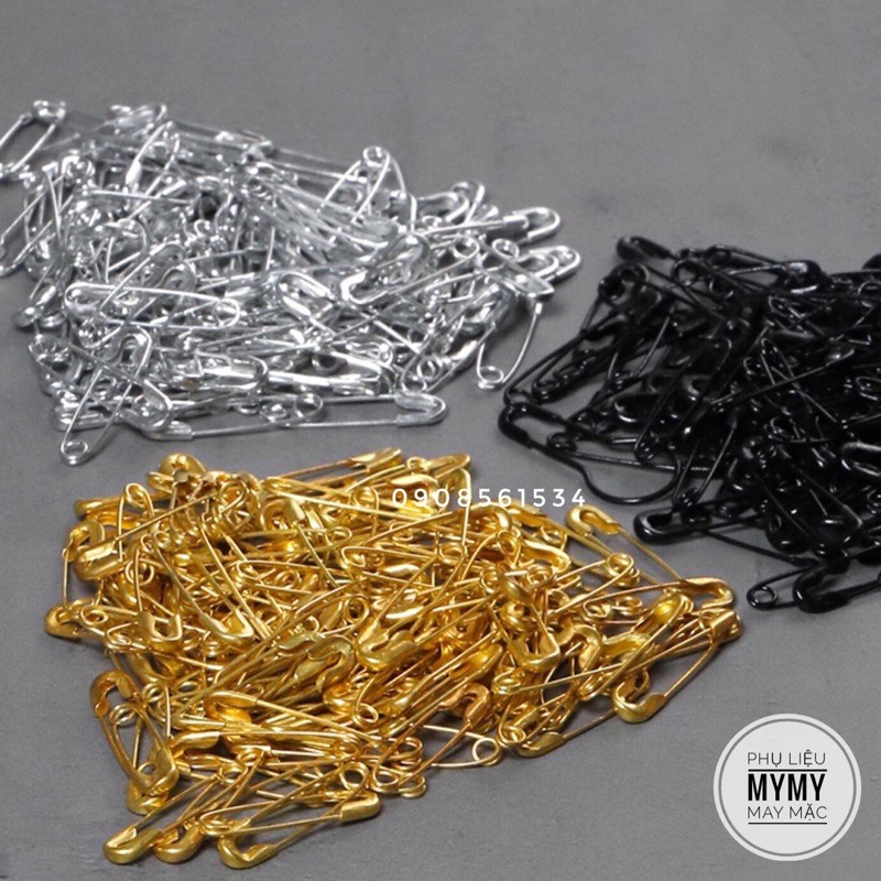 Kim tây / Kim băng nhỏ 0.5×2cm mạ vàng, mạ bạc, đen - khoảng 90-110 cái