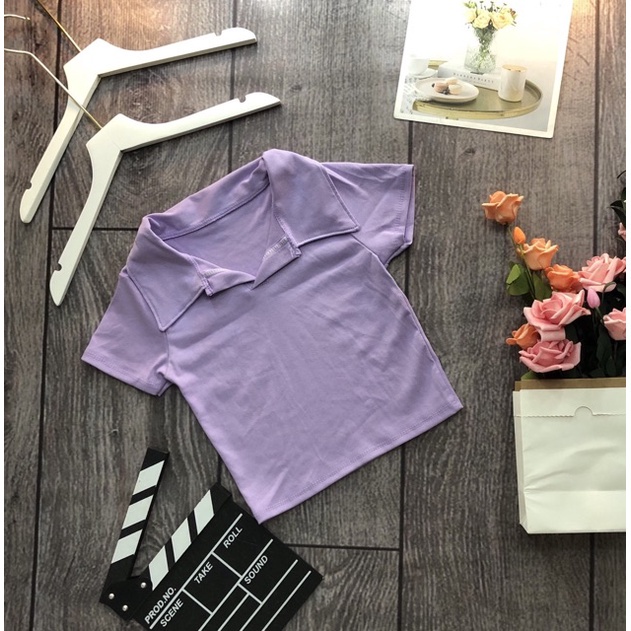 Áo croptop CÓ CỔ POLO trơn cổ bẻ hàng cao cấp | ÁO CROPTOP NỮ KIỂU CÓ CỔ  | steven.factory