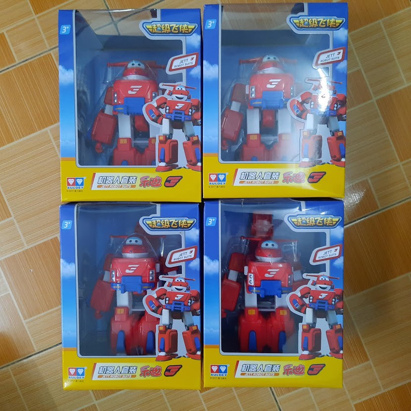 Super wings máy bay Jett tia chớp mini và robot cỡ lớn đồ chơi trẻ em hãng Auldey bằng nhựa cao cấp