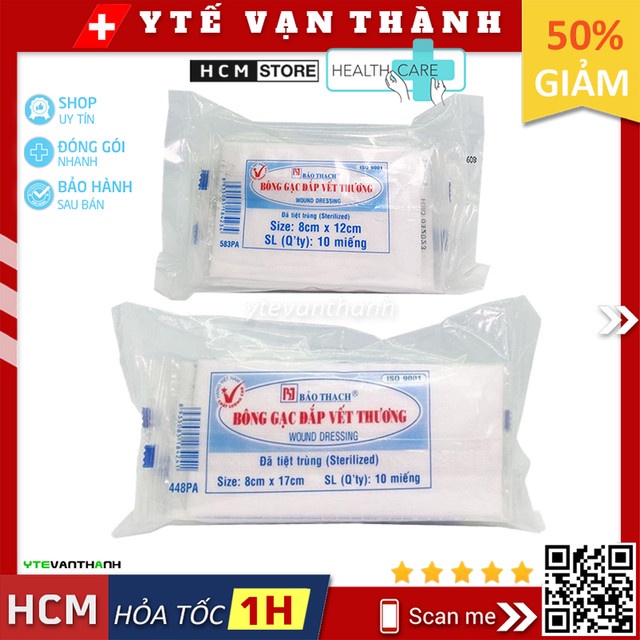 ✅ Bông Gạc Đắp Vết Thương Bảo Thạch (Gói 10 miếng) | Gạc Y Tế Tiệt Trùng -VT0213