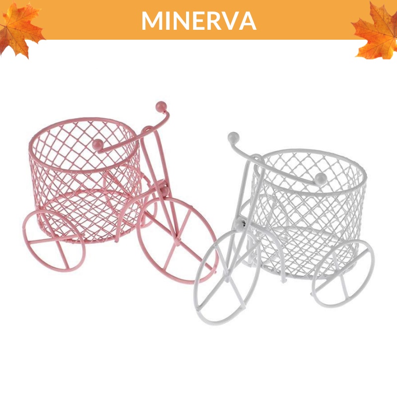Xe đạp mini ba bánh có giỏ cắm hoa, để bàn làm việc trang trí văn phòng, trang trí nhà cửa