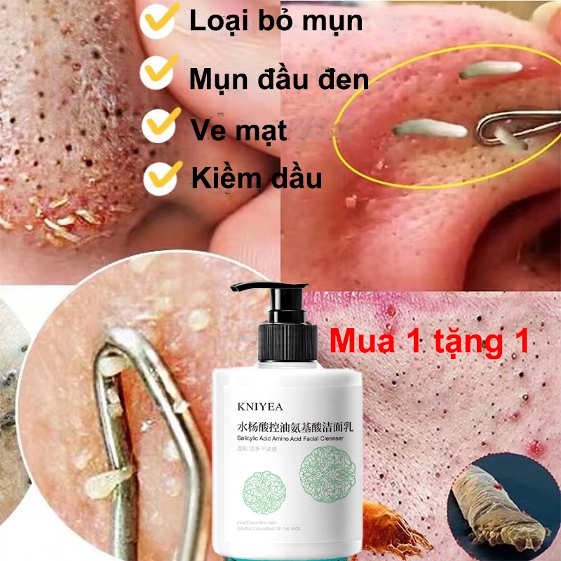 sữa rửa mặt loại bỏ mụn ve mạt mụn kiềm dầu thu nhỏ lỗ chân lông loại bỏ mụn đầu đen sữa rửa mặt loại bỏ mụn
