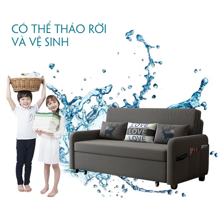 Sofa giường thông minh, giường sofa gấp gọn thành ghế, ghế sofa kiêm giường ngủ có ngăn chứa đồ KT 1m6x1m9