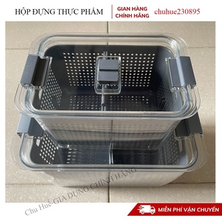 Hộp đựng thực phẩm tủ lạnh 2 lớp, hộp chia ngăn bảo quản rau củ giúp tươi lâu hơn trong tủ lạnh