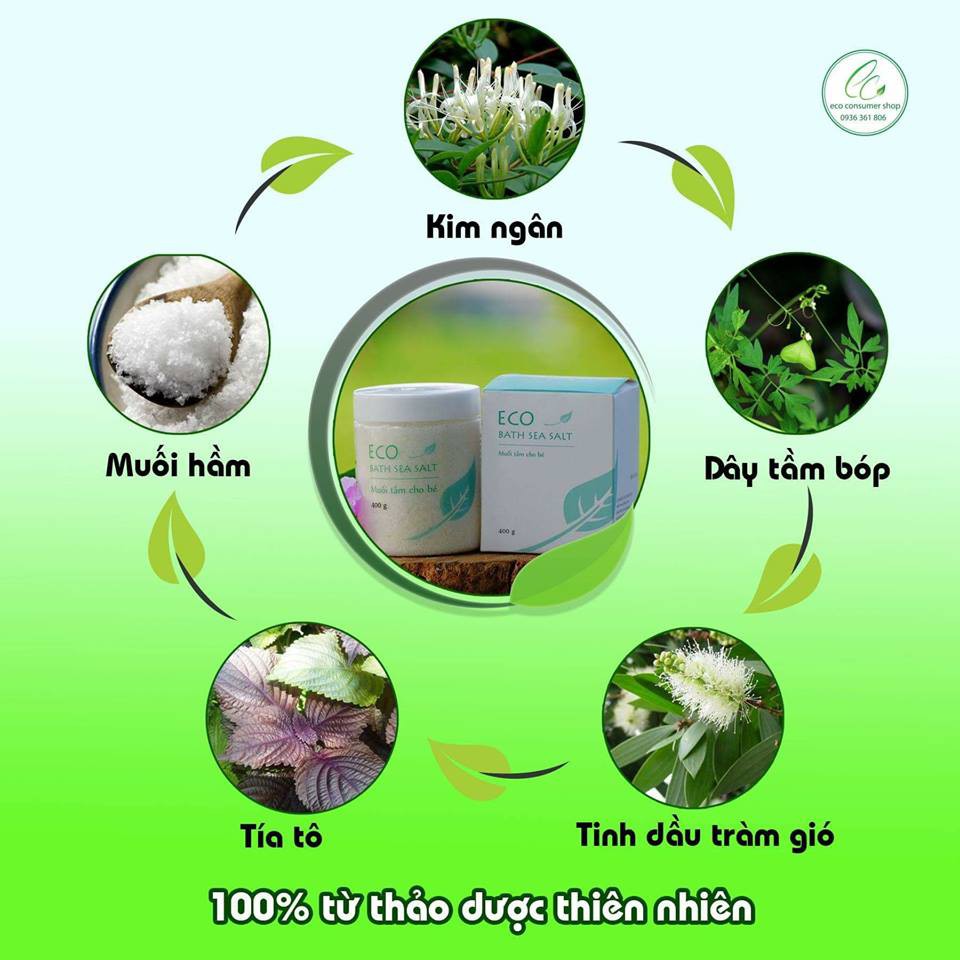 Muối Tắm Bé Eco 200g - Muối Tắm ECO 100% Thiên Nhiên Bảo Vệ Toàn Diện Cho Da Bé Yêu