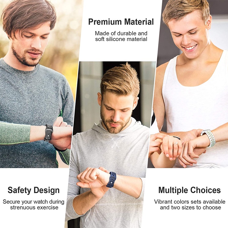 Dây Đeo Silicone Thoáng Khí Cho Đồng Hồ Thông Minh Iwatch 6 5 4 se 44mm 40mm 38mm 42mm 44 mm
