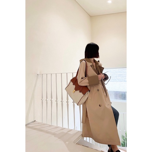 Áo khoác mangto nữ dáng dài trench coat thương hiệu YSL cao cấp