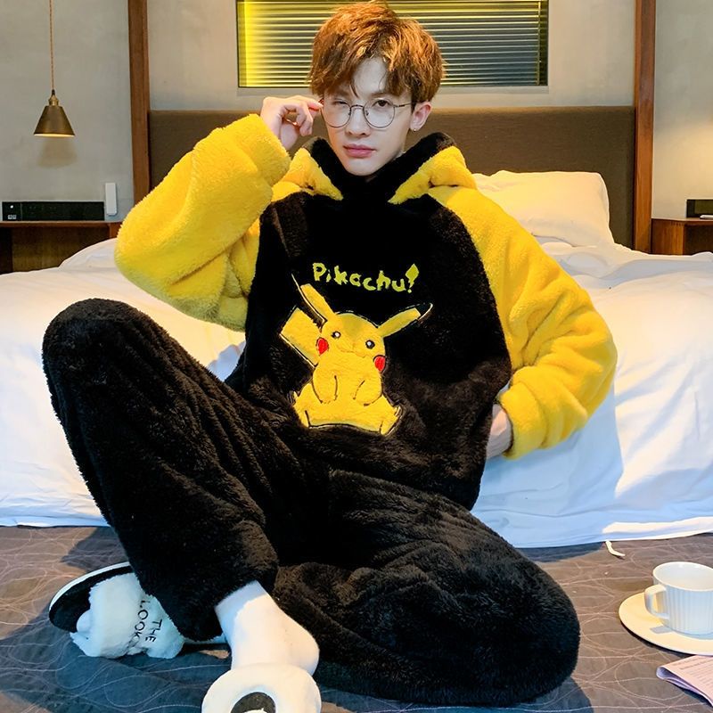Bộ Đồ Ngủ Cotton Flannel Phong Cách Hoạt Hình Ấm Áp Và Thoải Mái Mặc