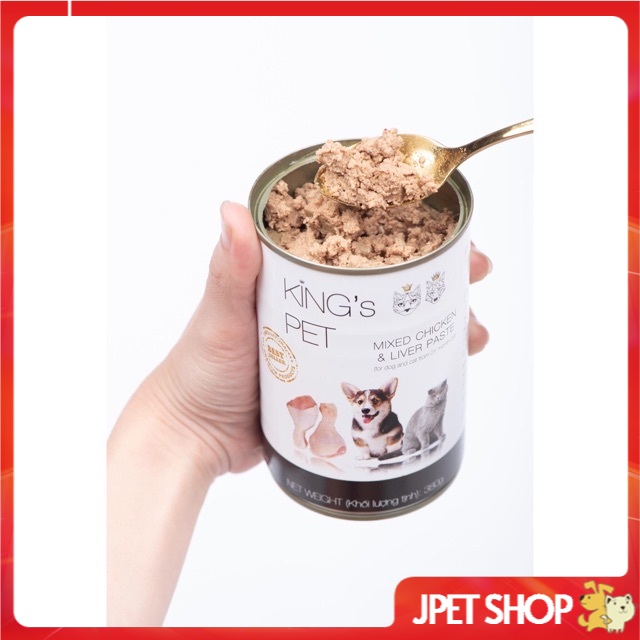 Pate Cá và Gà Hỗn Hợp Cho Chó Mèo King’s Pet lon 380g - Jpet