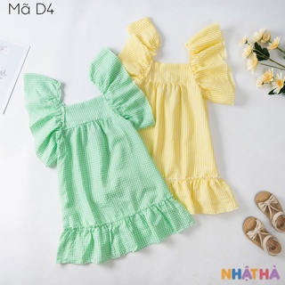 Váy bé gái D4  họa tiết kẻ thiết kế sát nách cực mát size đại 12-45kg