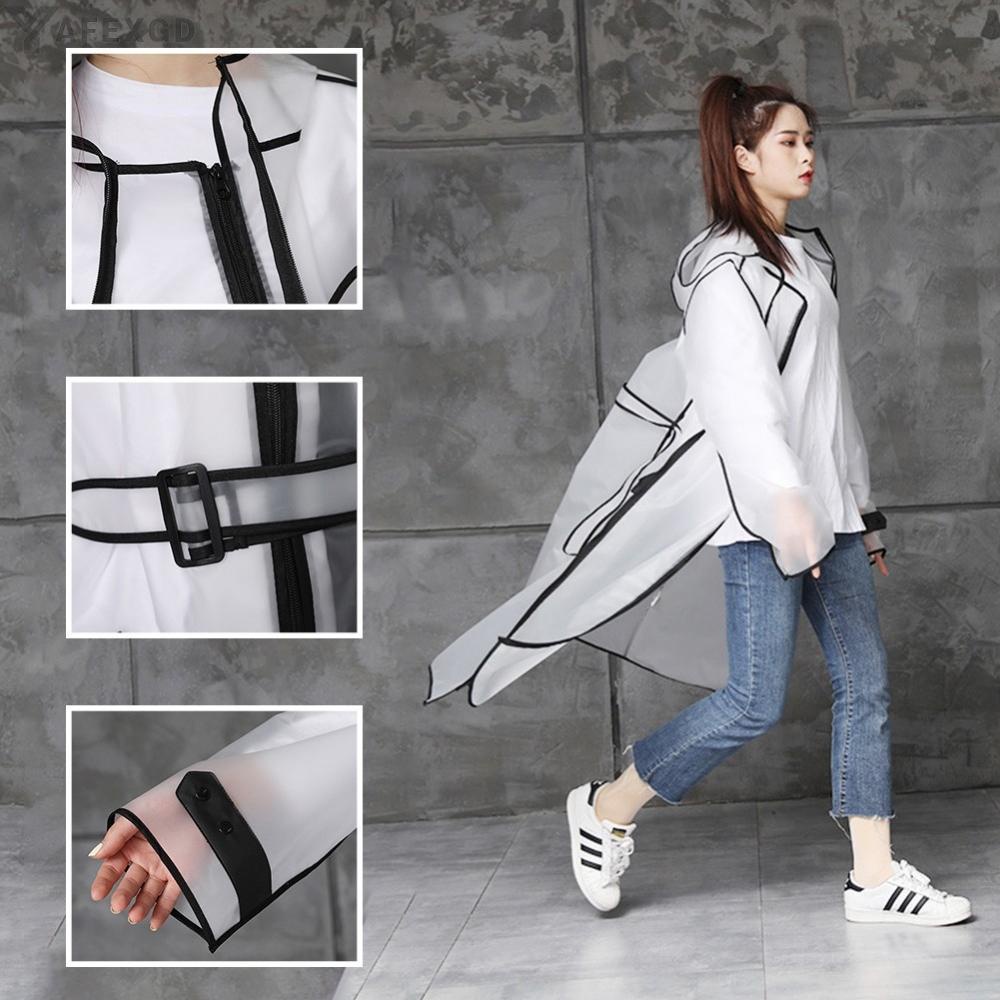 YAFEXGD&Áo choàng vinyl màu đen trong suốt dành cho nam và nữ size L-2XL