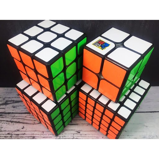 Combo 4 Rubik Sticker Cao Cấp 2x2, 3x3, 4x4, 5x5 - Rubik Quay Trơn, Mượt - Bẻ Góc Cực Tốt ( Tặng 4 chân đế Rubik )