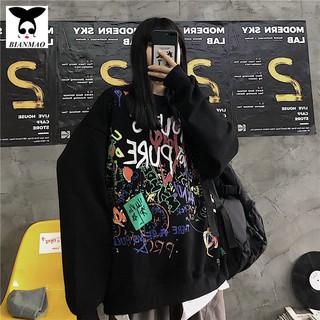Áo Nỉ Tay Dài In Hình Graffiti Cá Tính Cho Nam Nữ