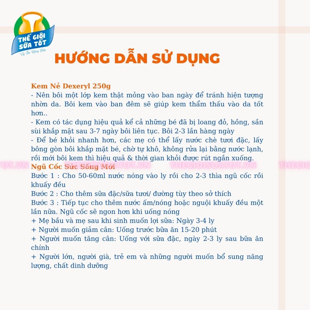 Combo Ngũ Cốc Sức Sống Mới 500g &amp; Kem Dưỡng Ẩm Dexeryl Creme 250g Chăm Sóc Gia Đình Thegioisuatot