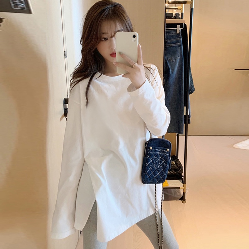 NRVP Áo Thun Nữ Tay Dài 100% Cotton Thời Trang Hàn Quốc