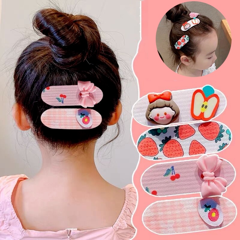 Bộ 4 miếng dán tóc mái và giữ tóc sau gáy họa tiết hoạt hình cho bé