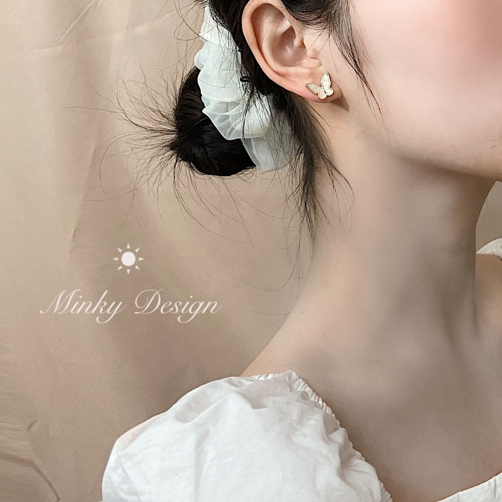 Khuyên tai hình bướm mạ vàng đính đá pha lê phong cách Hàn Quốc xinh xắn dành cho nữ