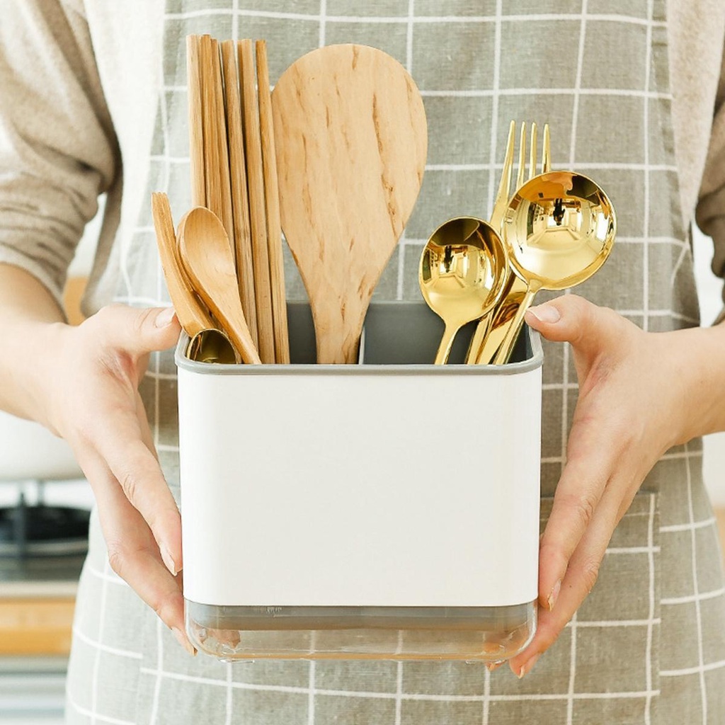Ống Đựng Đũa Muỗng Hai Tầng Ráo Nước Đa Năng Cho Nhà Bếp
