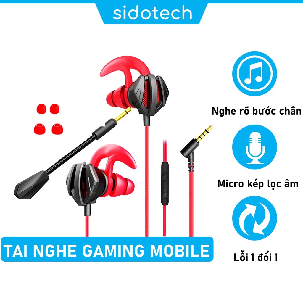 Tai nghe gaming cho điện thoại SIDOTECH G3M-Pro có mic dùng cho game thủ chơi game mobile Pubg FF Liên quân Tốc chiến