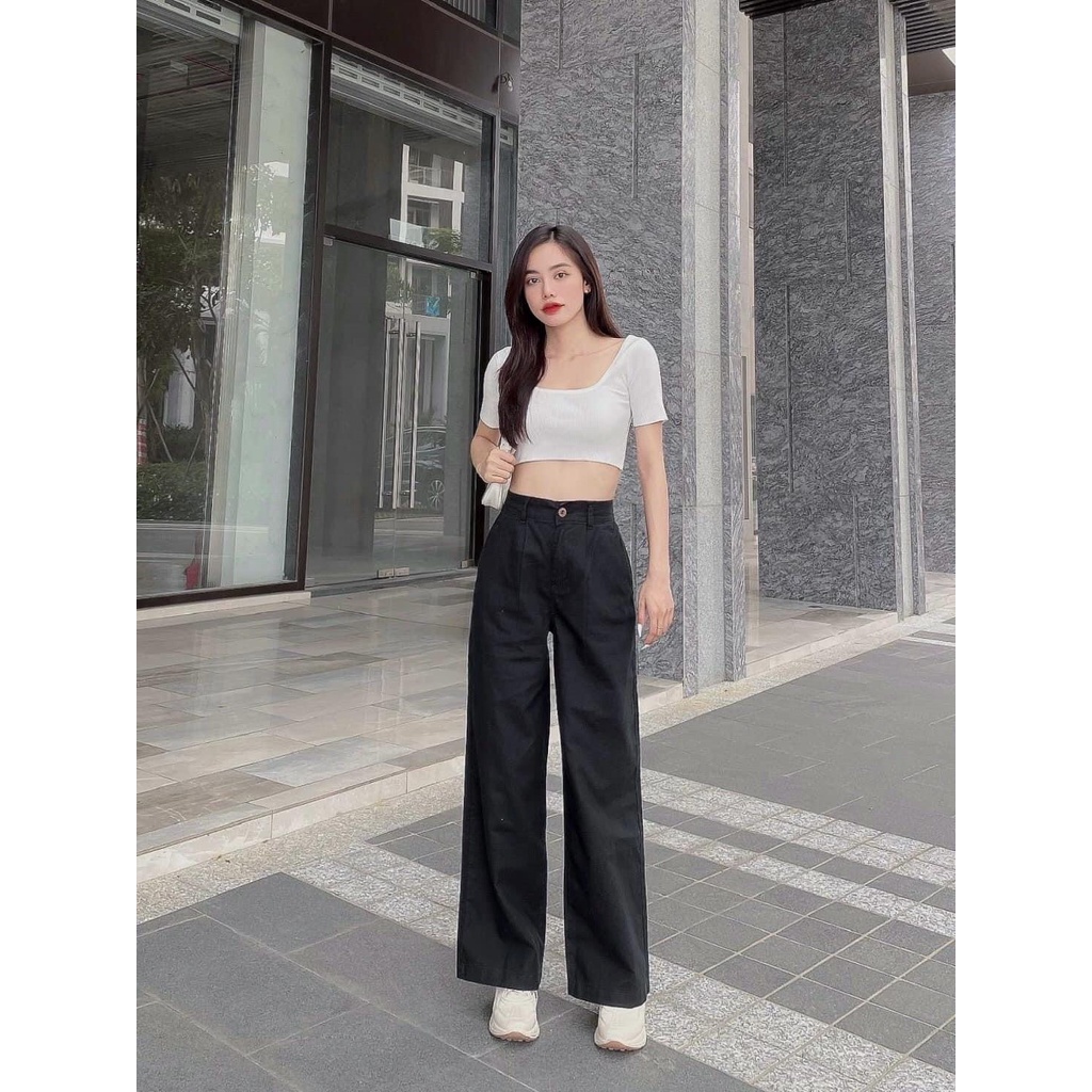 Quần ống Suông Tom.my Linen Tưng Cạp Bán Chun