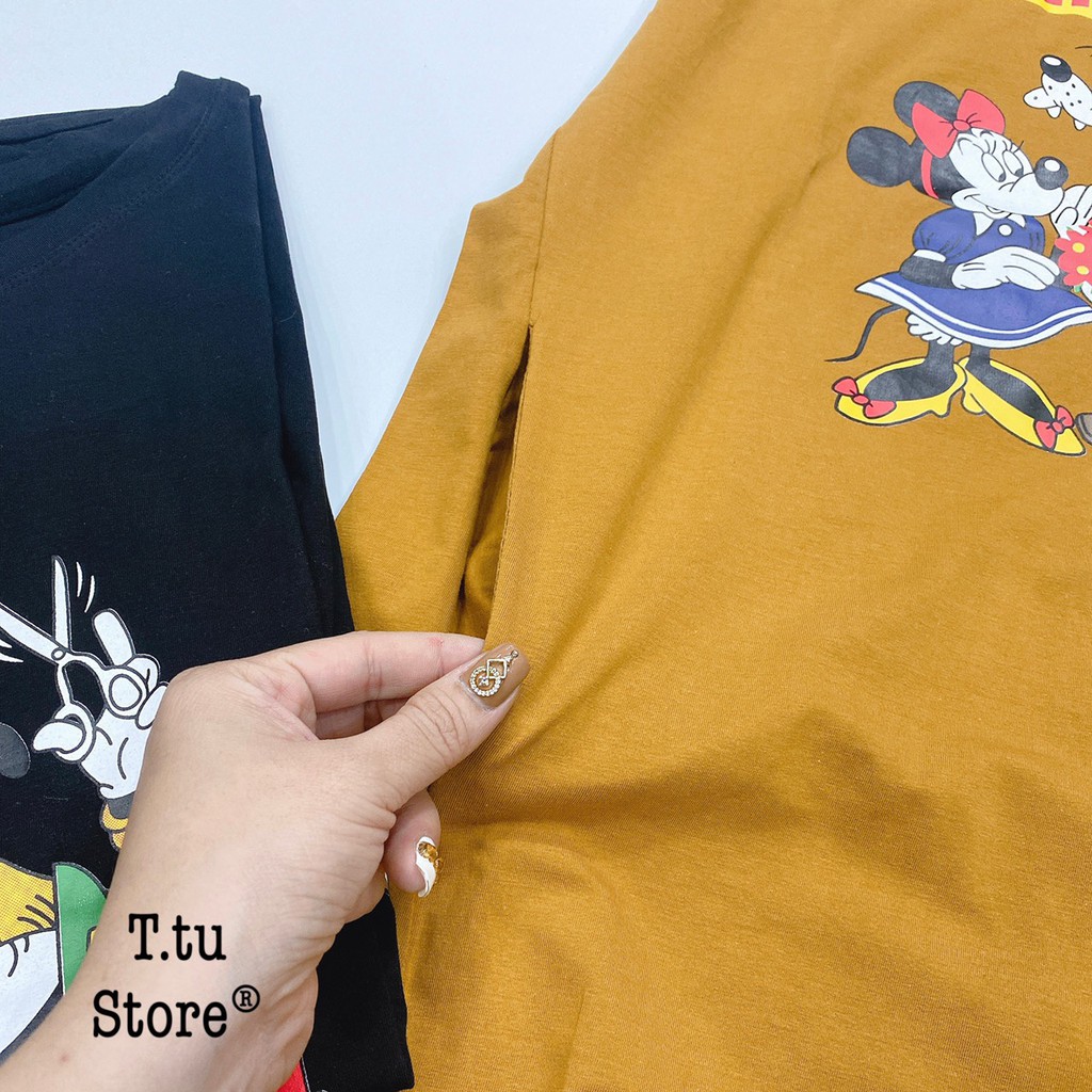 Váy dáng dài thể thao in hình hoạt hình mickey chú chó disney chất cotton dày dặn