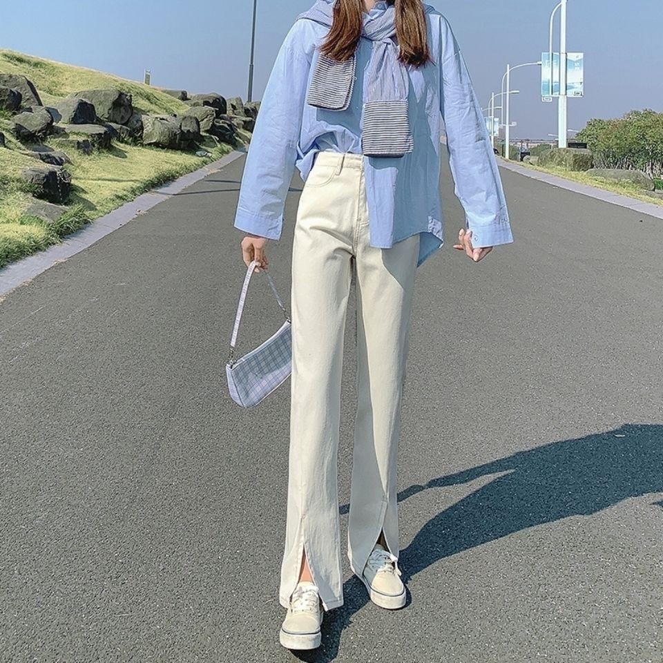 OFF-WHITE Quần Jeans Dài Ống Rộng Xẻ Tà Thời Trang 2021 Cho Nữ | BigBuy360 - bigbuy360.vn