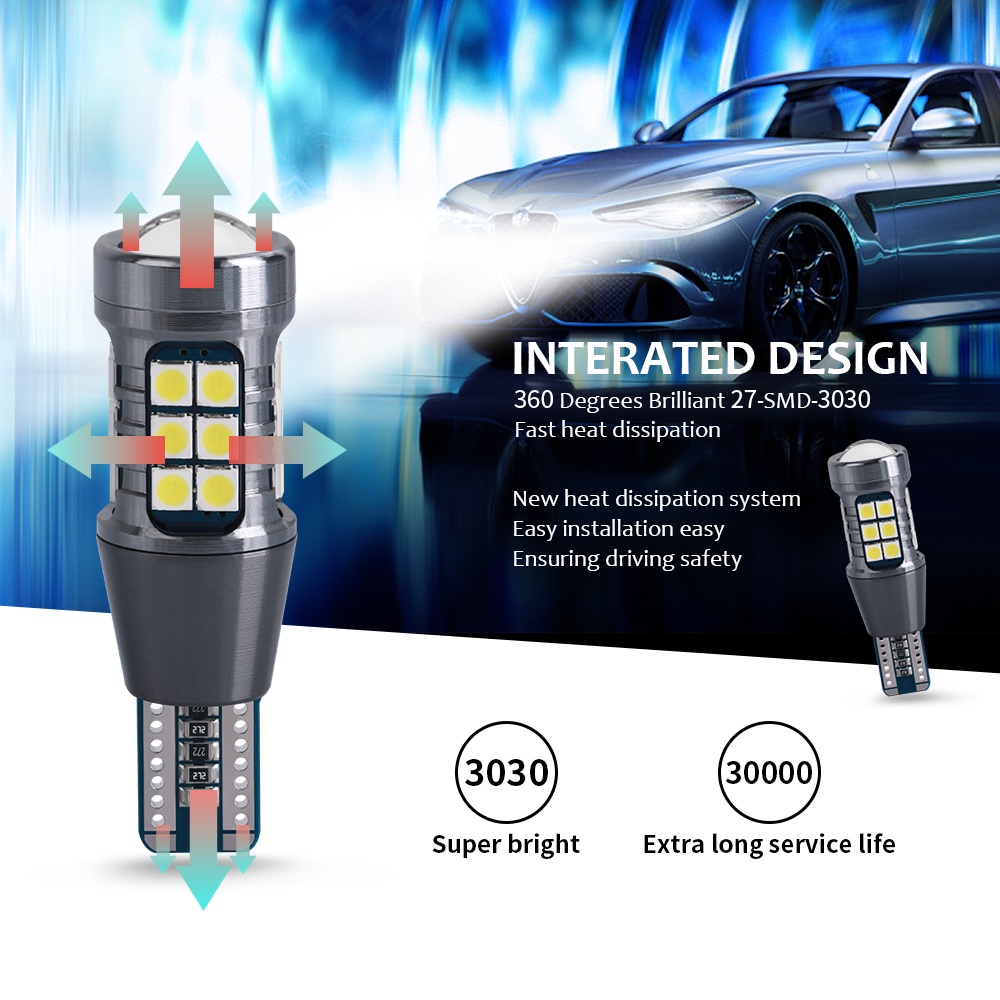 Bộ 2 Đèn LED T15 3030 27SMD Chất Lượng Cao Cho Xe Hơi