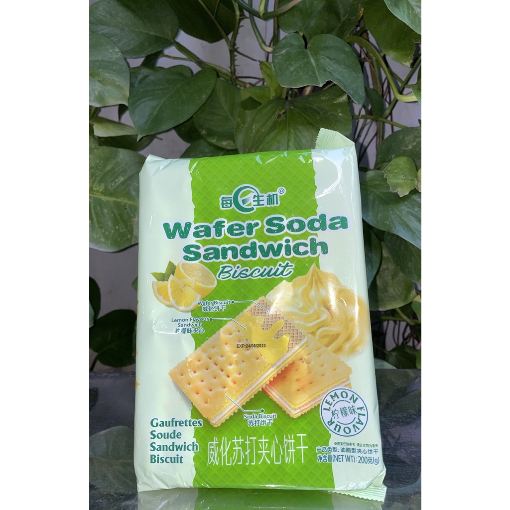 Bánh Quy Xốp Kẹp Kem Hong Kong Wafer Soda Sandwich Biscuit Vị Chanh (Gói 200g)