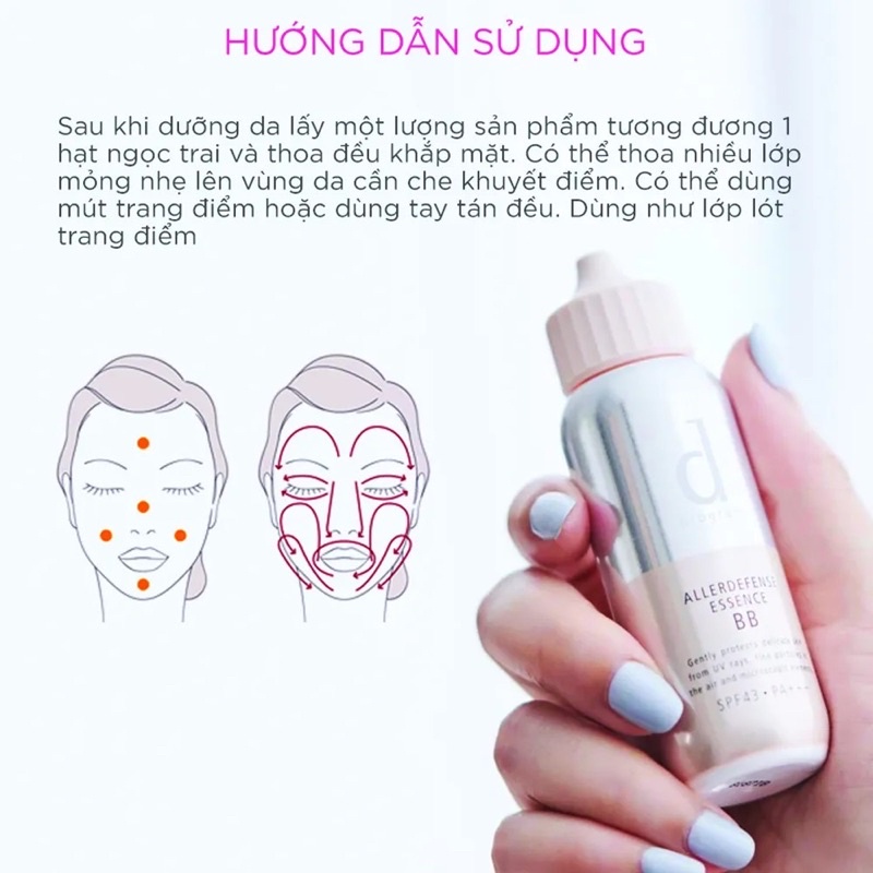 Tinh chất chống nắng trang điểm( kem nền) dành cho da nhạy cảm D-Program Allerdefense Essence BB dprogram tông sáng 40ml