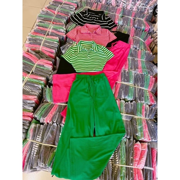 Set gân cổ bẻ quần xuông sang xịn