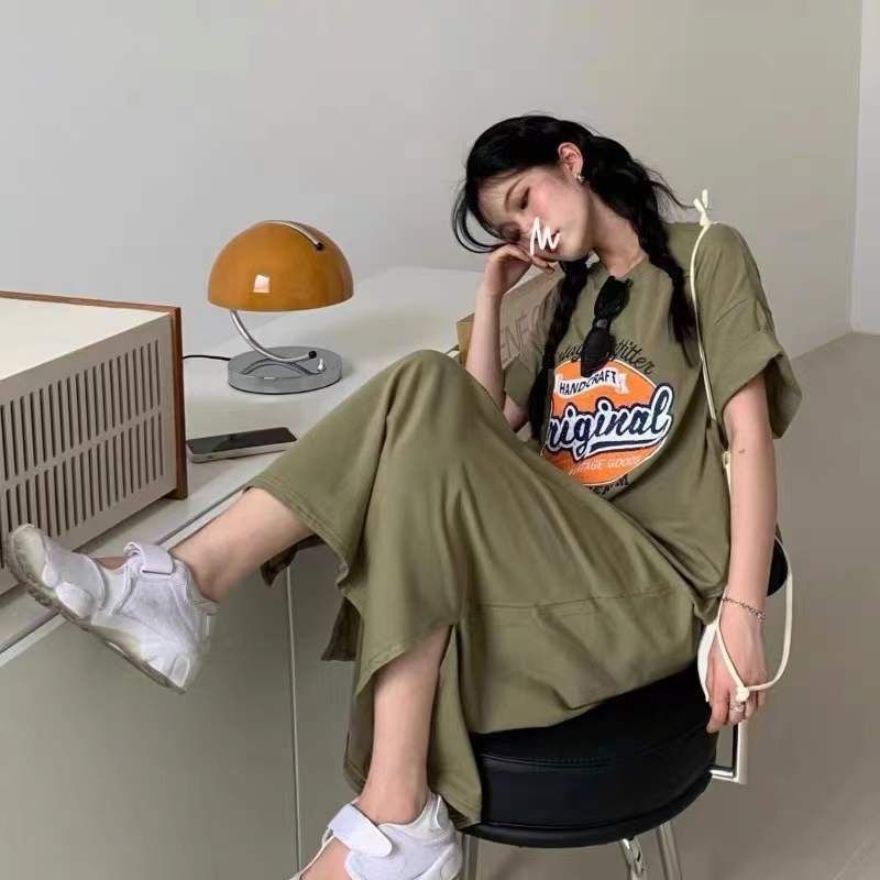 Đầm Thun Ngủ Dáng Dài Rộng Xẻ Tà Thời Trang Mùa Hè Cho Nữ